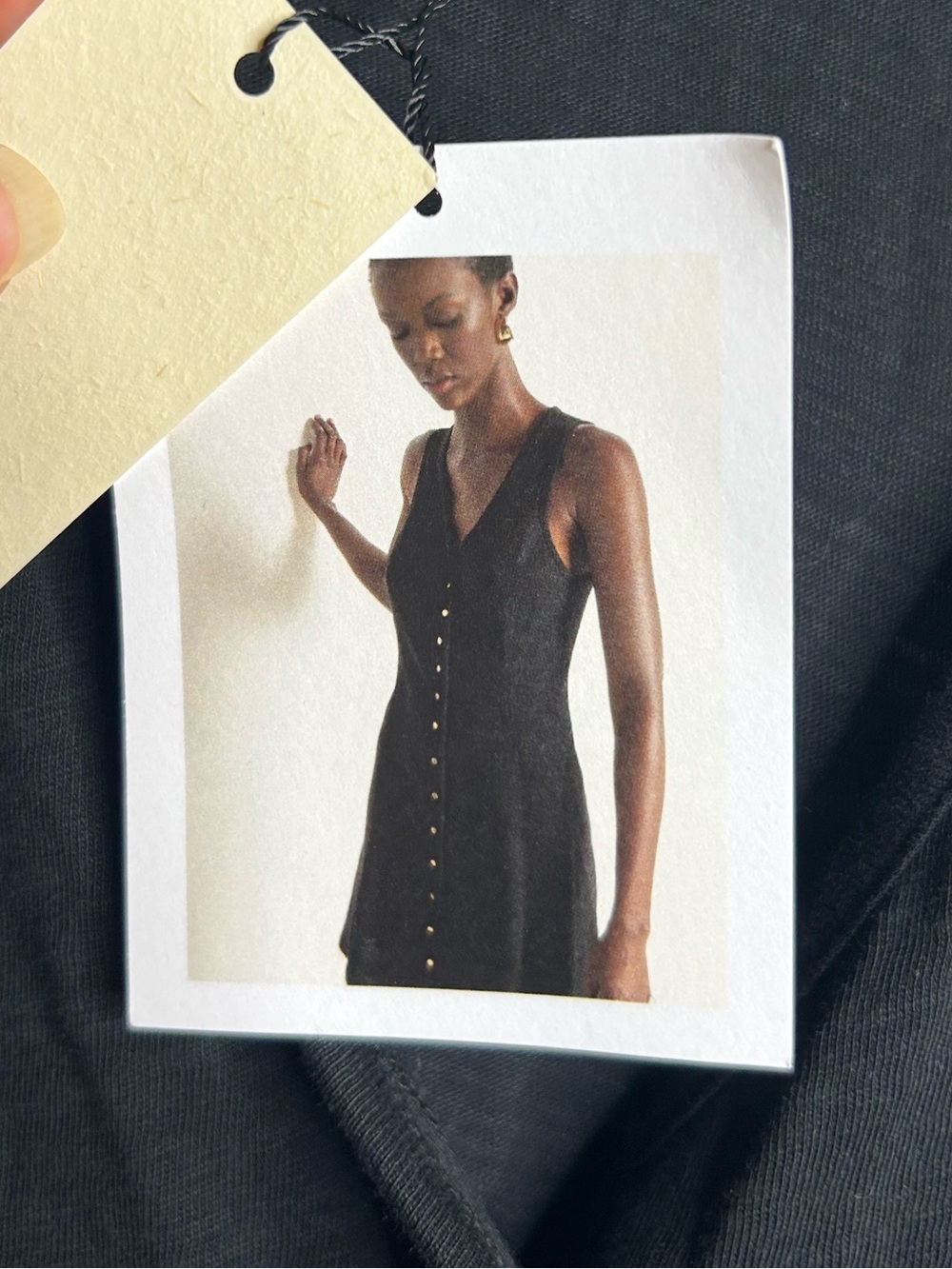 NWT Nation LA 100% Cotton Black Gold Button V - Neck Button Down Mini Dress - Picture 14 of 15